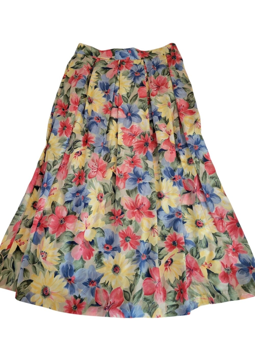 vintage 70s 80s Cristin Stevens Water Color floral maxi skirt Size Large